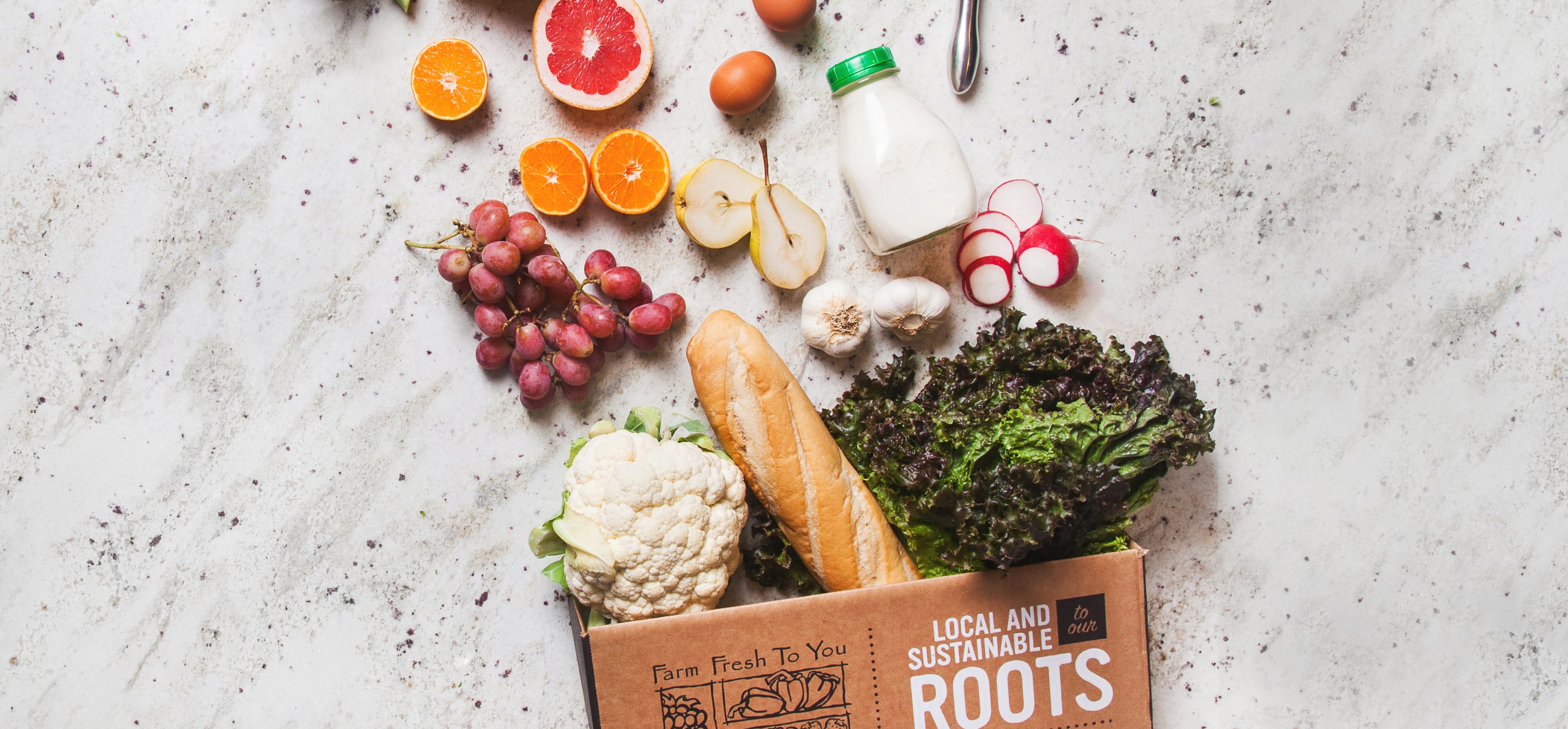 counter top with delicious farm fresh food